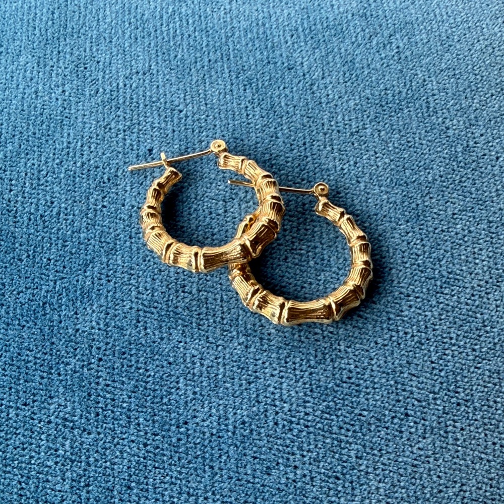 Bamboo 14kt Gold Hoop Earrings!